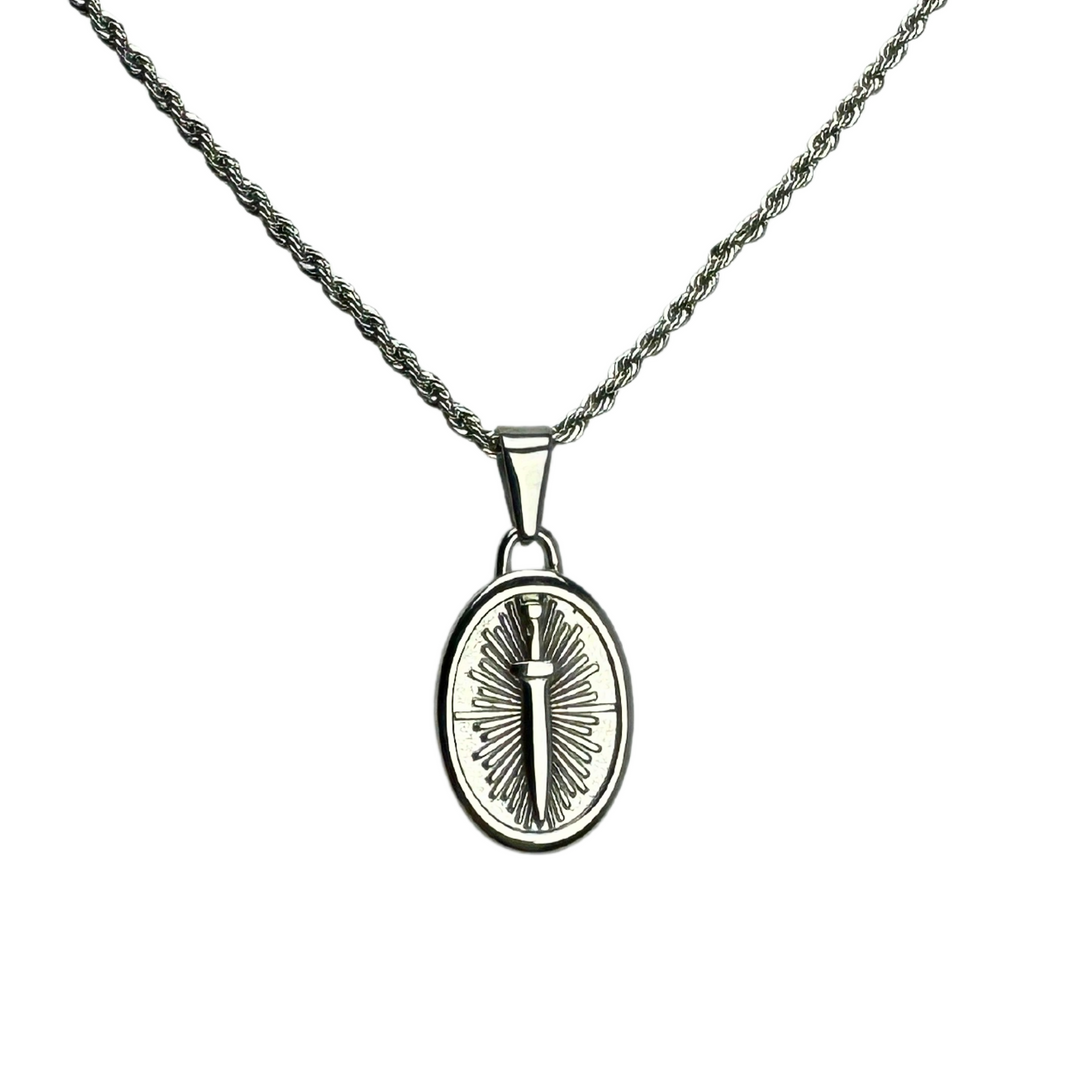 Dagger Emblem Pendant Necklace (Silver) - ManfulCo
