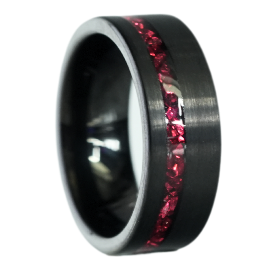 Tungsten Red Opal Inlay Band (Black) - Manful
