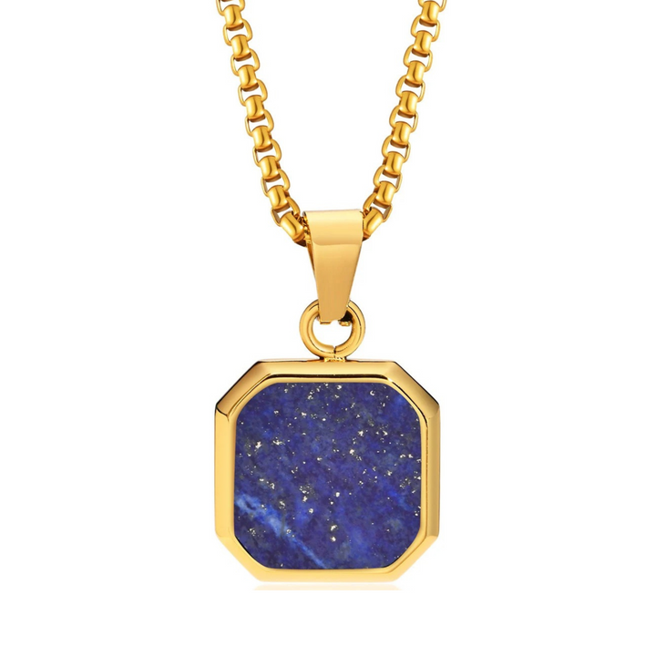 Lapis Square Necklace (Gold) - Manful