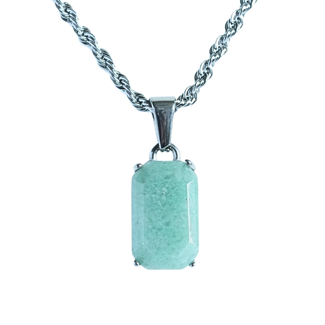 Jade Stone Pendant (Silver) - Manful