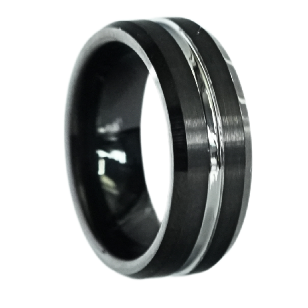 Black and Silver Tungeten Ring - Manful