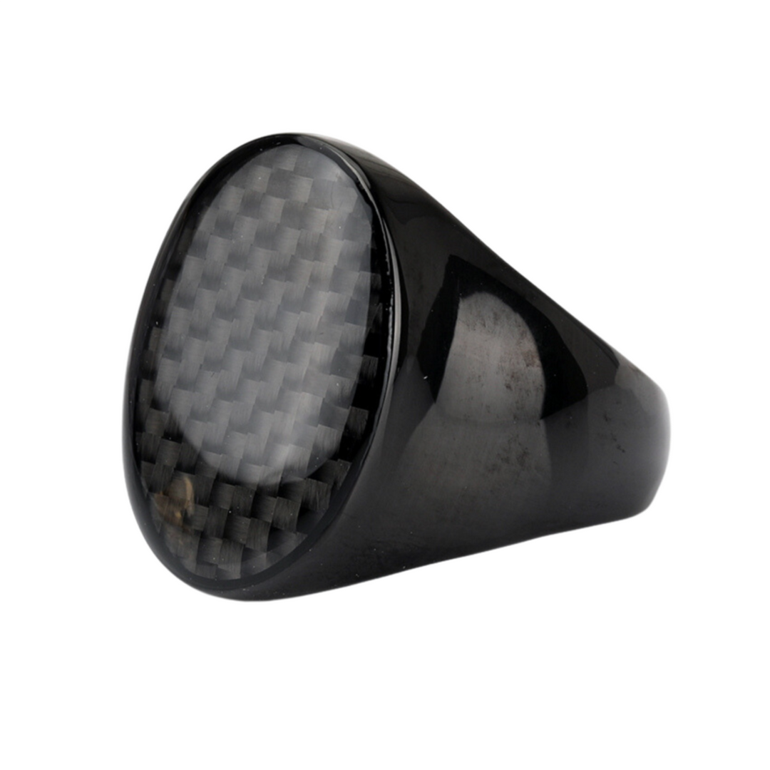 Black Carbon Fiber Signet Ring - ManfulCo