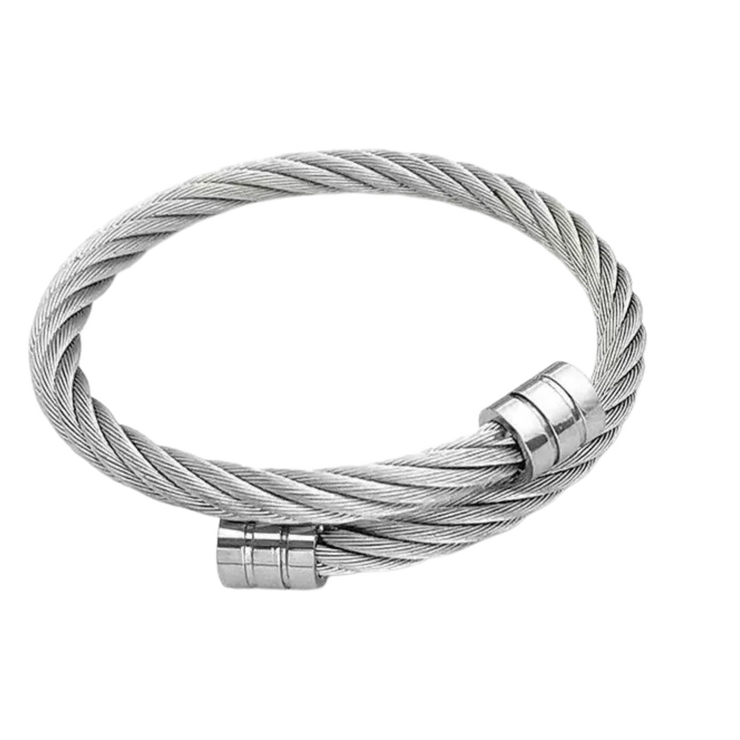 Adjustable Silver Rope Bangle - ManfulCo