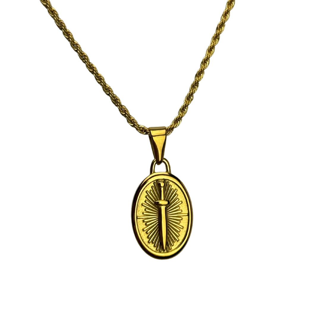 Dagger Emblem Pendant Necklace (Gold) - ManfulCo