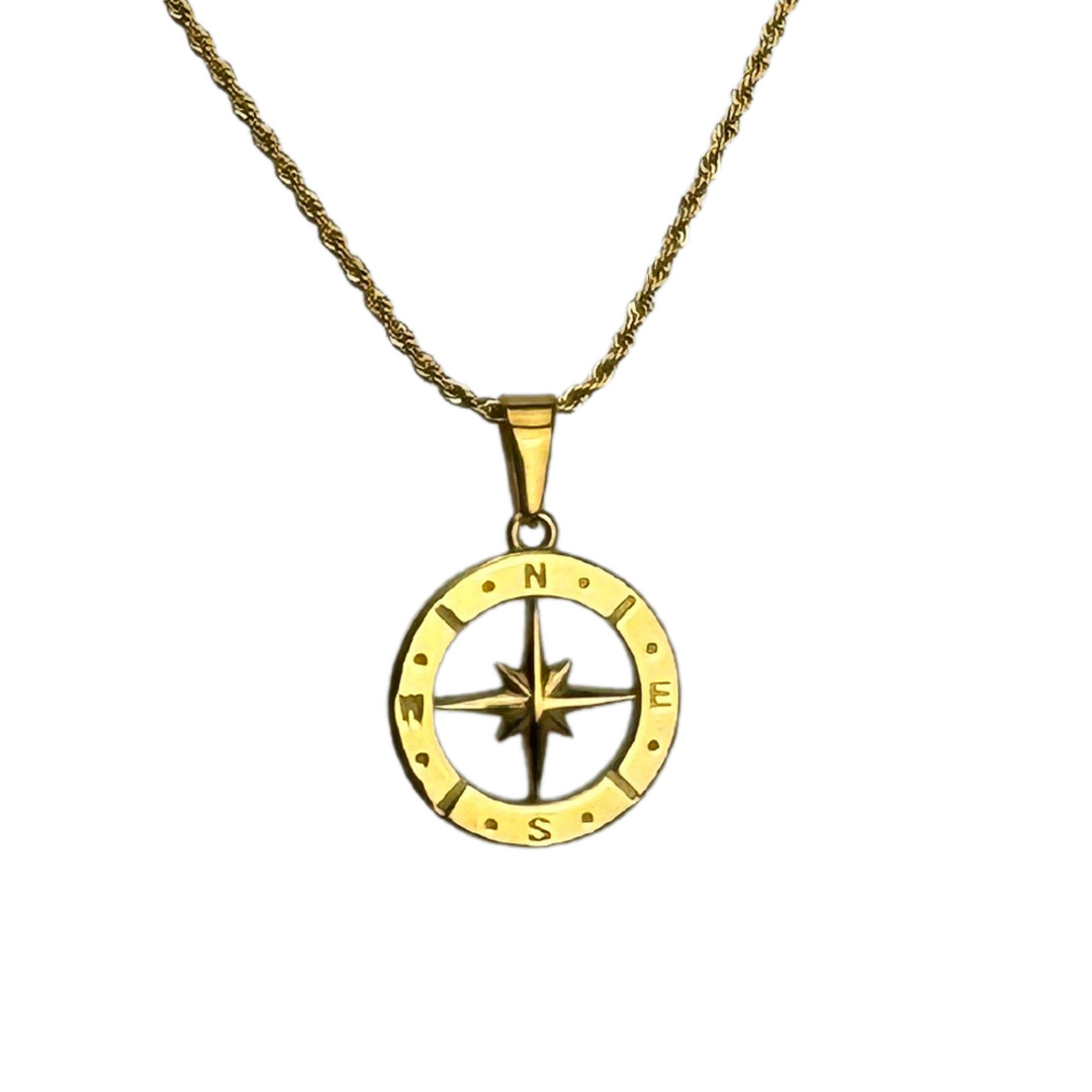North Star Compass Pendant Necklace (Gold) - ManfulCo