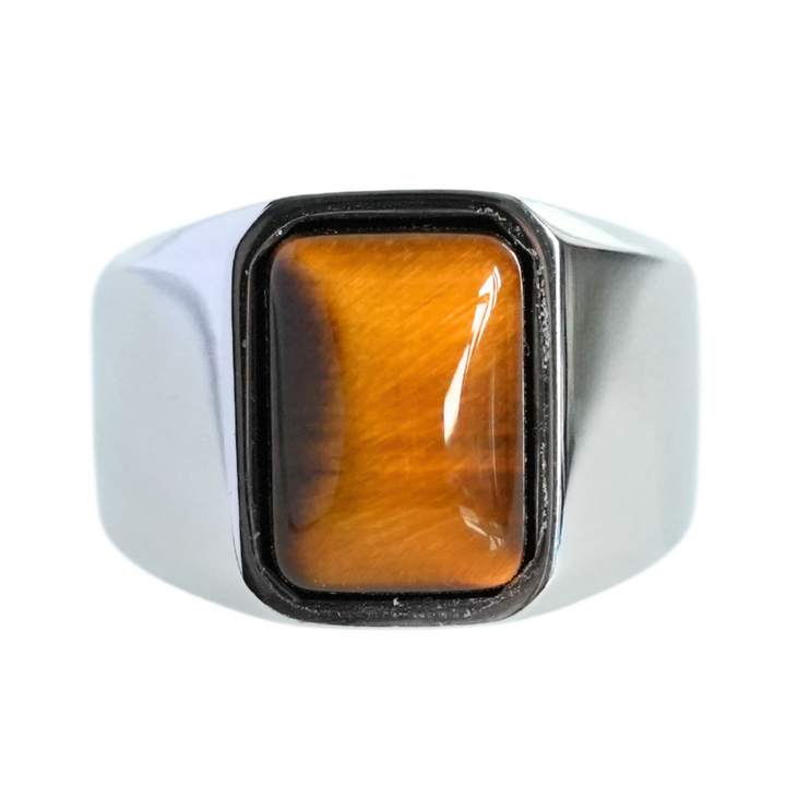 Tigers Eye Signet Ring (Silver) - Manful