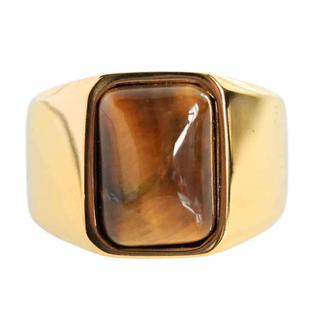 Tigers Eye Signet Ring (Gold) - Manful