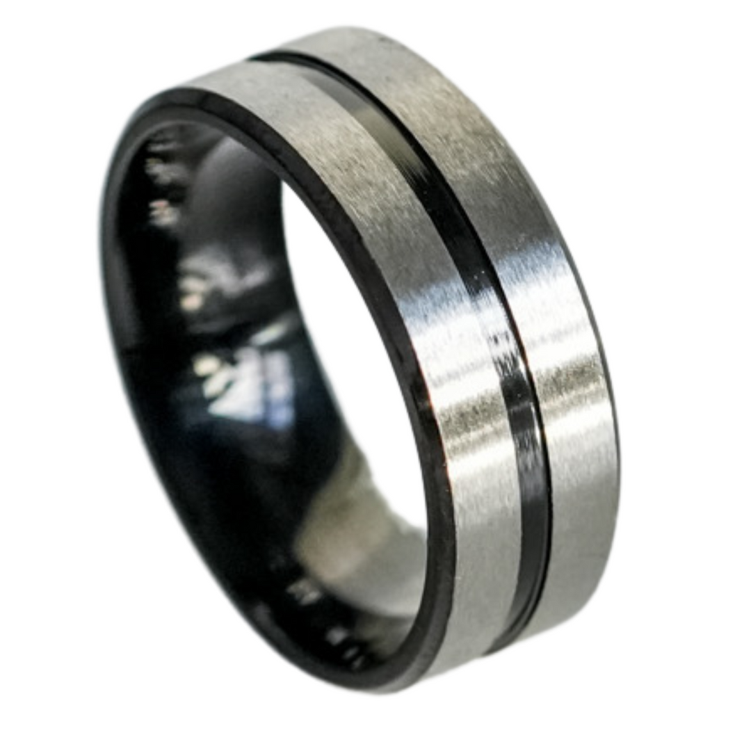 Black Onyx and Silver Band - Manful