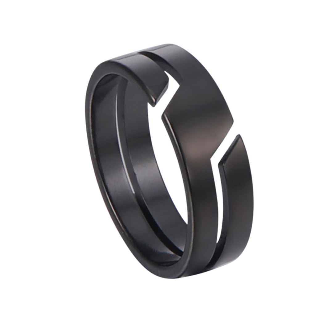 Line Cut Ring (Black) - ManfulCo