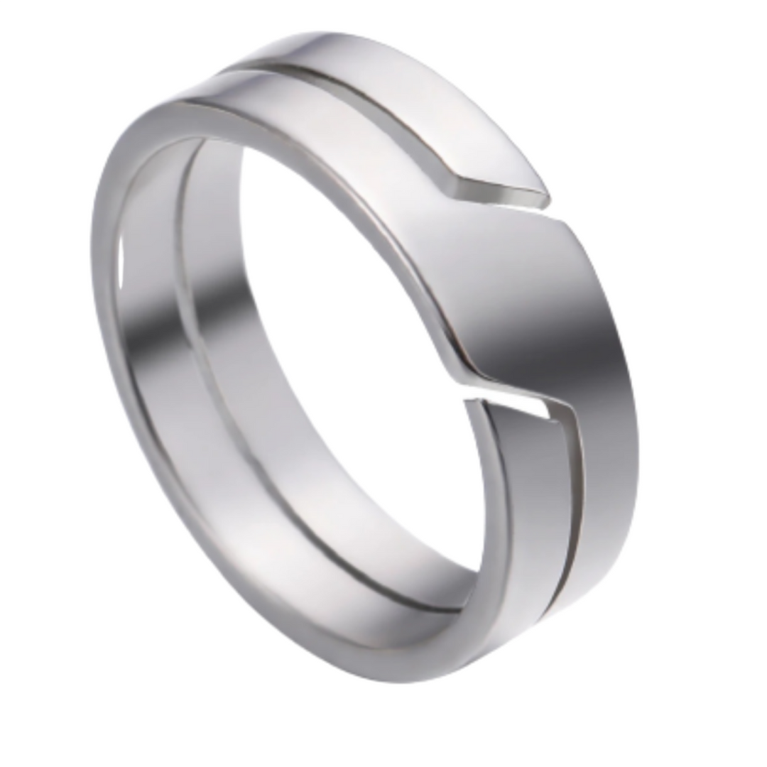 Line Cut Ring (Silver) - ManfulCo