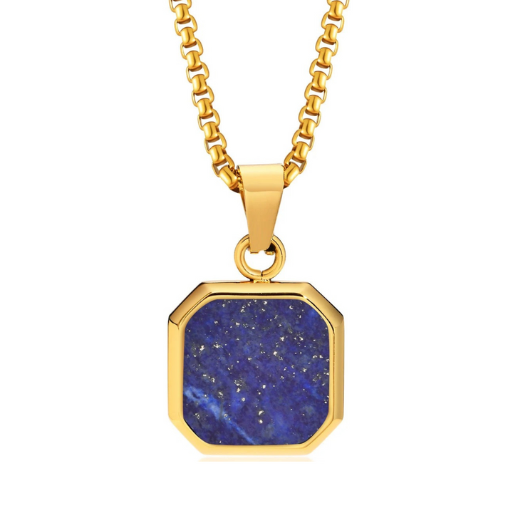 Lapis Square Necklace (Gold)