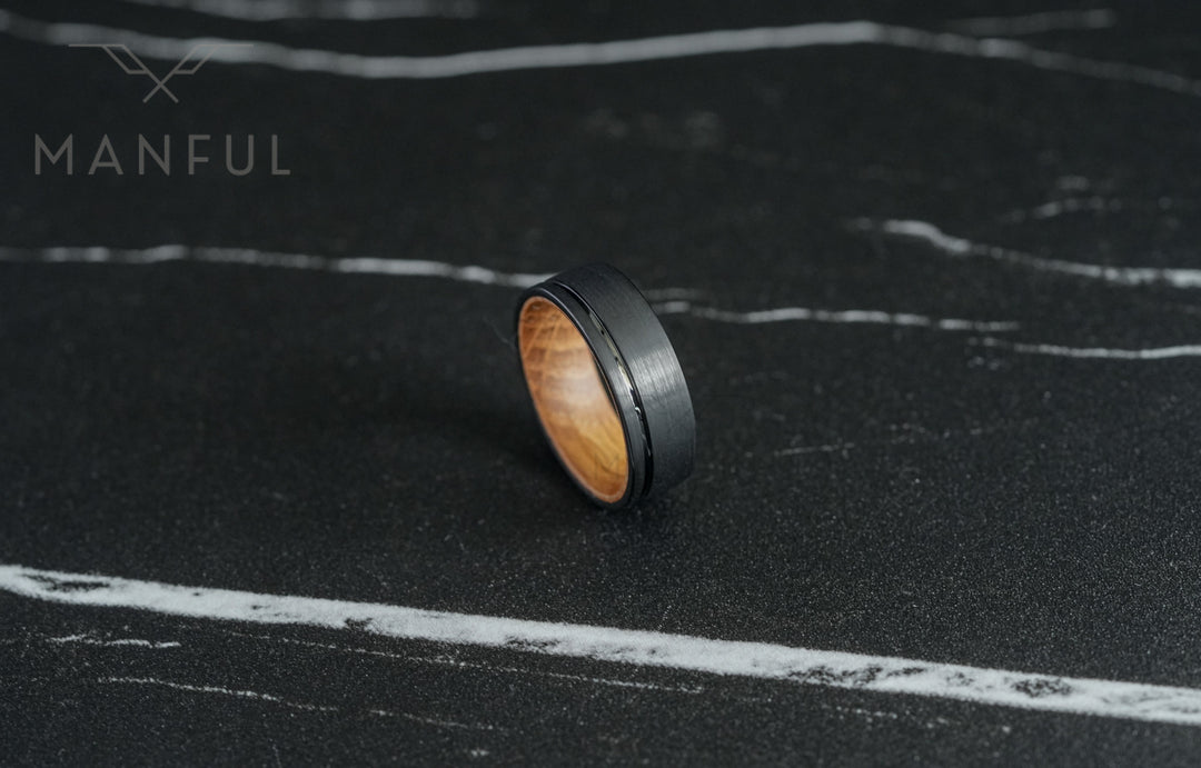 Black Wiskey Barrel Sleeved Ring - Manful