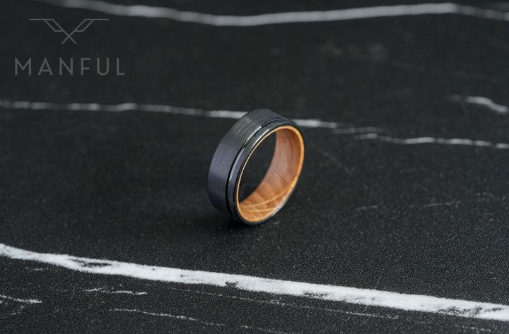 Black Wiskey Barrel Sleeved Ring - Manful