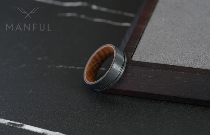 Black Wiskey Barrel Sleeved Ring - Manful