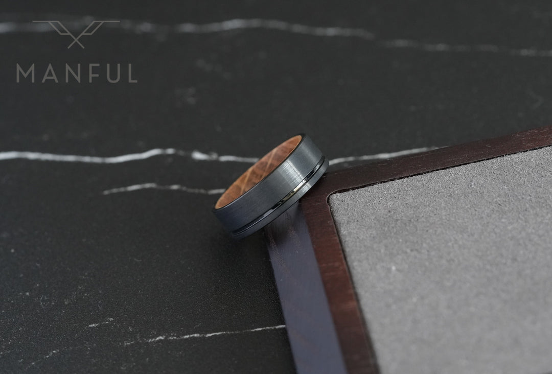 Black Wiskey Barrel Sleeved Ring - Manful