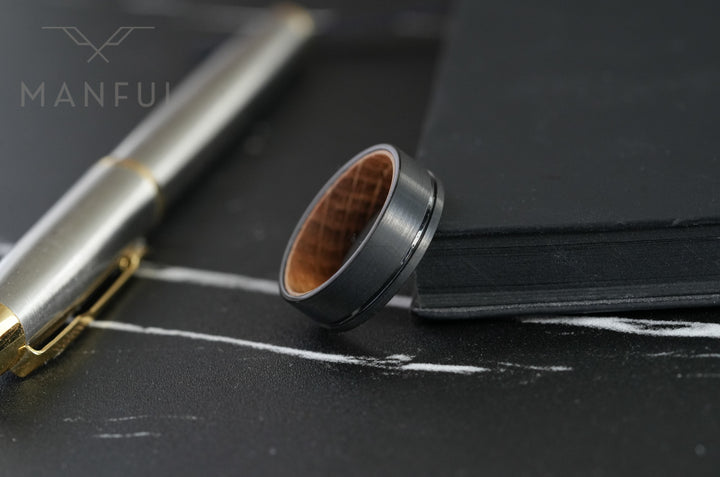 Black Wiskey Barrel Sleeved Ring - Manful