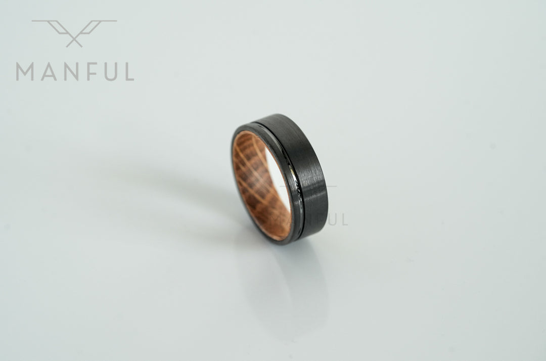 Black Wiskey Barrel Sleeved Ring - Manful