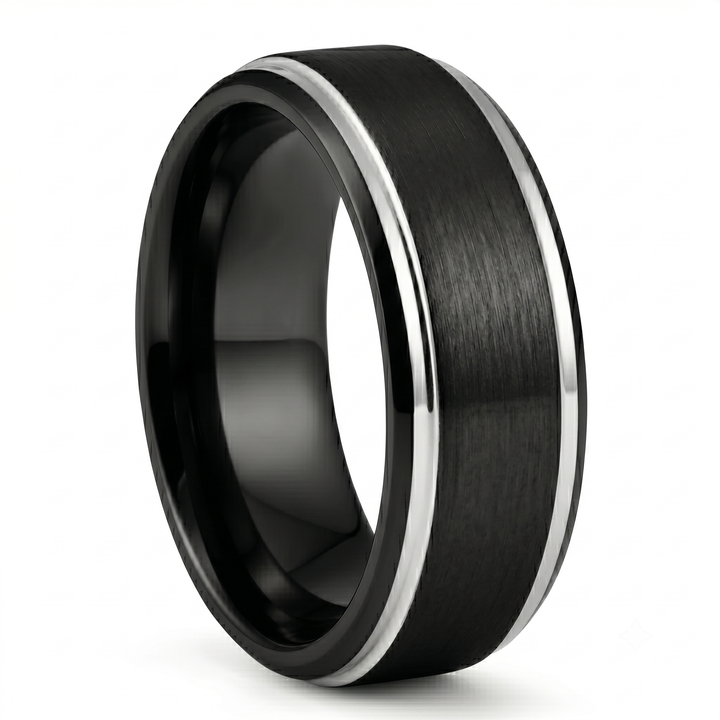 Brushed Tungsten Black & Silver Band - Manful