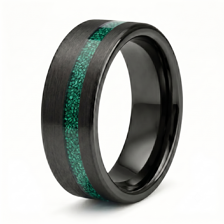 Tungsten Malachite Inlay Band (Black)