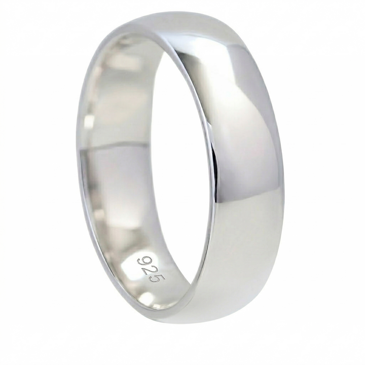 Simple 6mm 925 Silver Ring - Manful