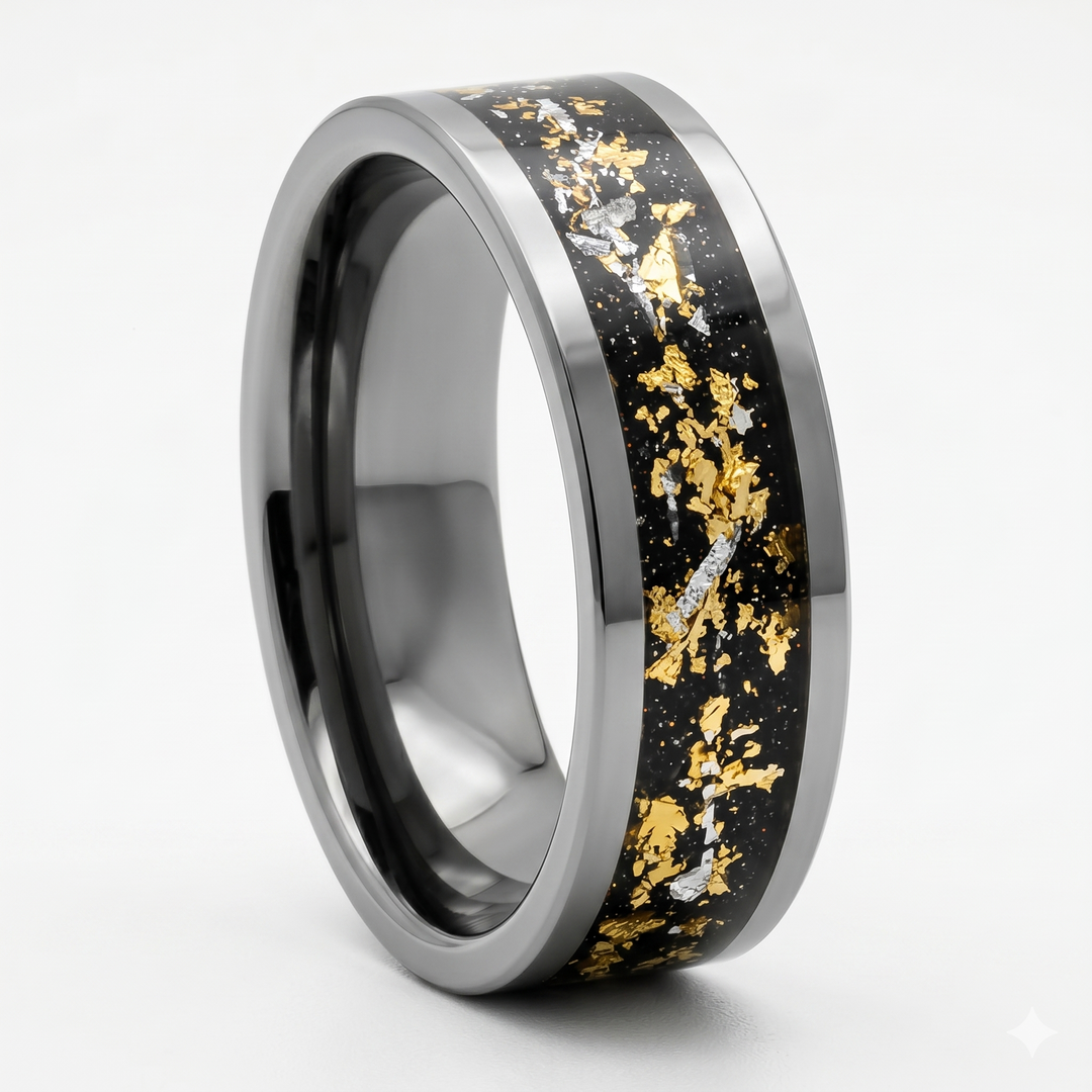 Gold Leaf Inlay Band (Silver) - Manful