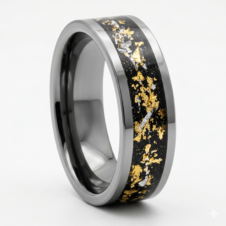 Gold Leaf Inlay Band (Silver) - Manful
