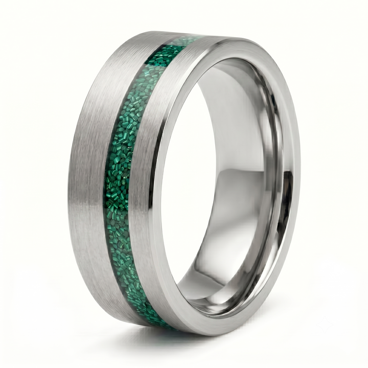 Tungsten Malachite Inlay Band (Silver)