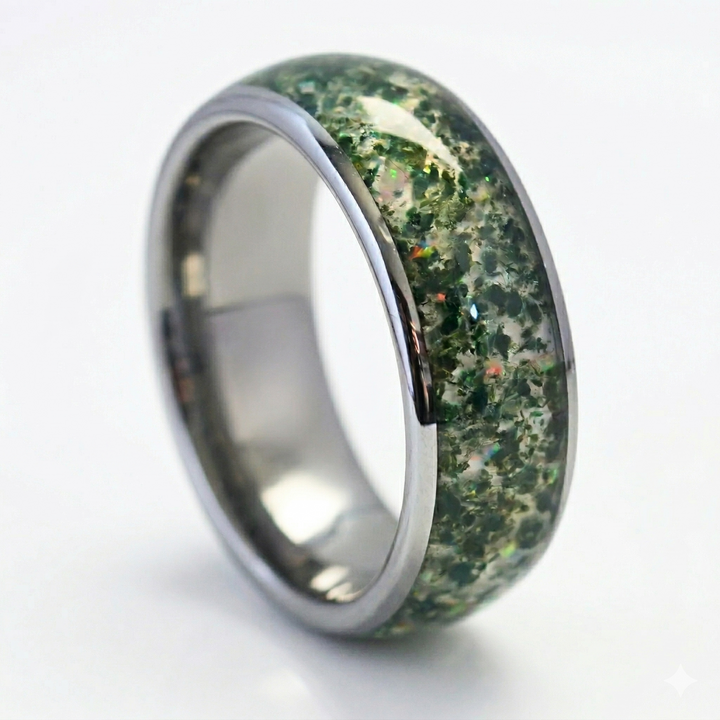Moss Agate & Crushed Opal Ring - Manful
