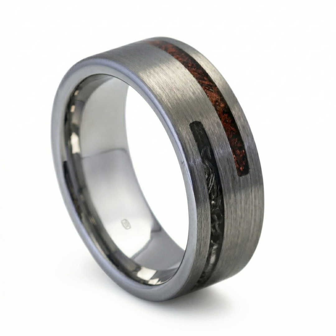 Meteorite & Dinosaur Bone Inlay Band - Manful