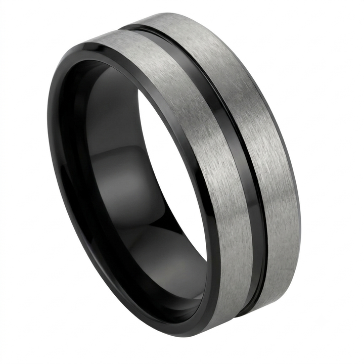 Black Onyx and Silver Band - Manful