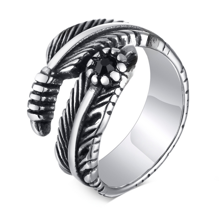 Onyx Feather Ring - ManfulCo