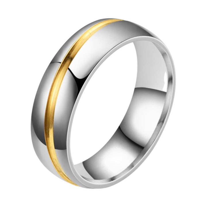 Gold Striped Silver Band - ManfulCo