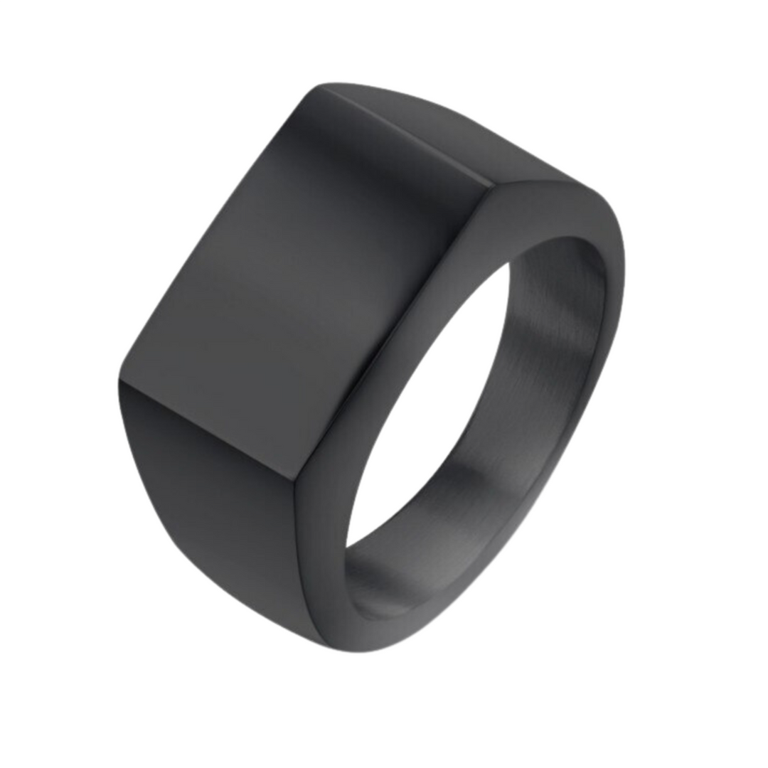 Rectangular Signet Ring (Black) - ManfulCo