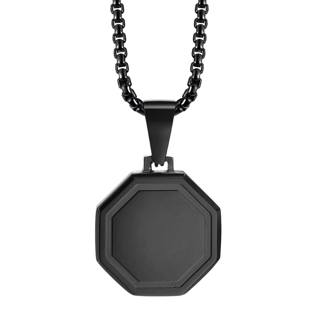 Onyx Hexagon Necklace (Black) - ManfulCo