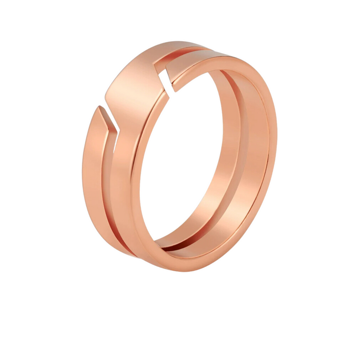 Line Cut Ring (Rose Gold) - ManfulCo