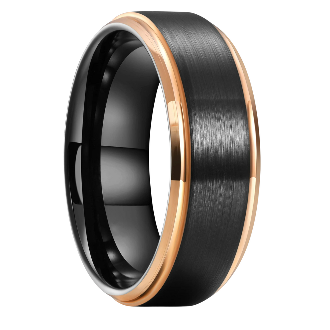 Brushed Tungsten Black & Rose Gold Band - ManfulCo