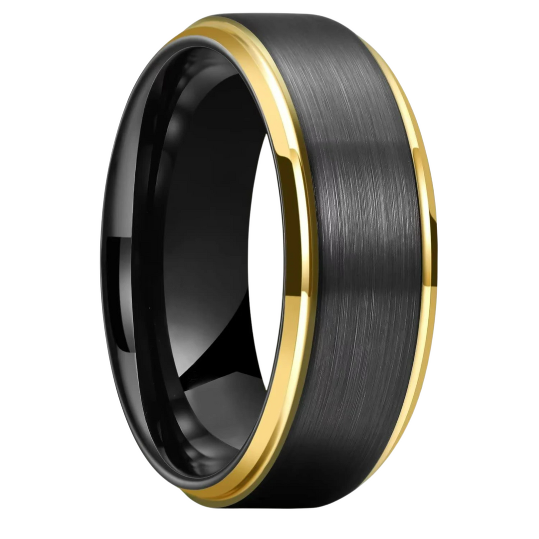 Brushed Tungsten Black & Gold Band - ManfulCo