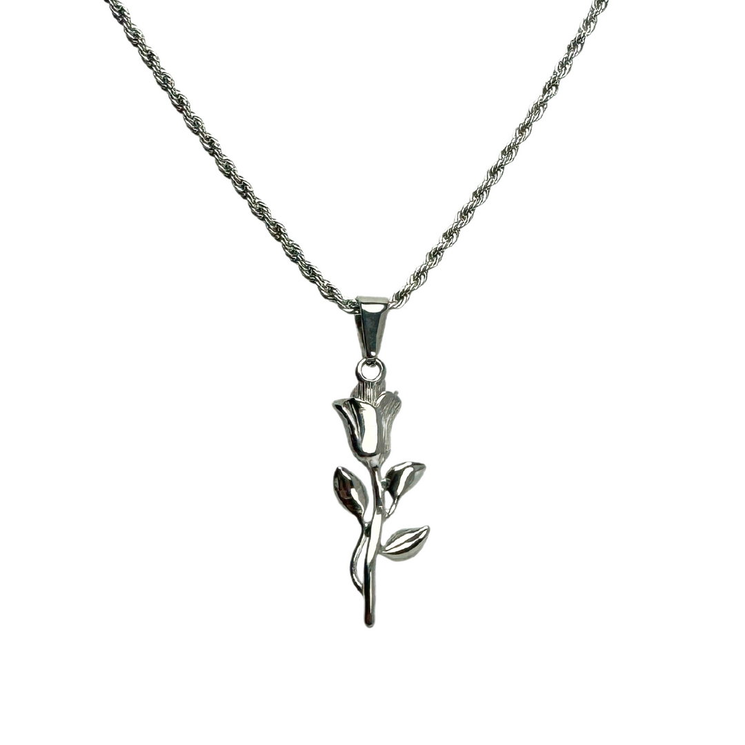 Rose Pendant Necklace (Silver) - ManfulCo