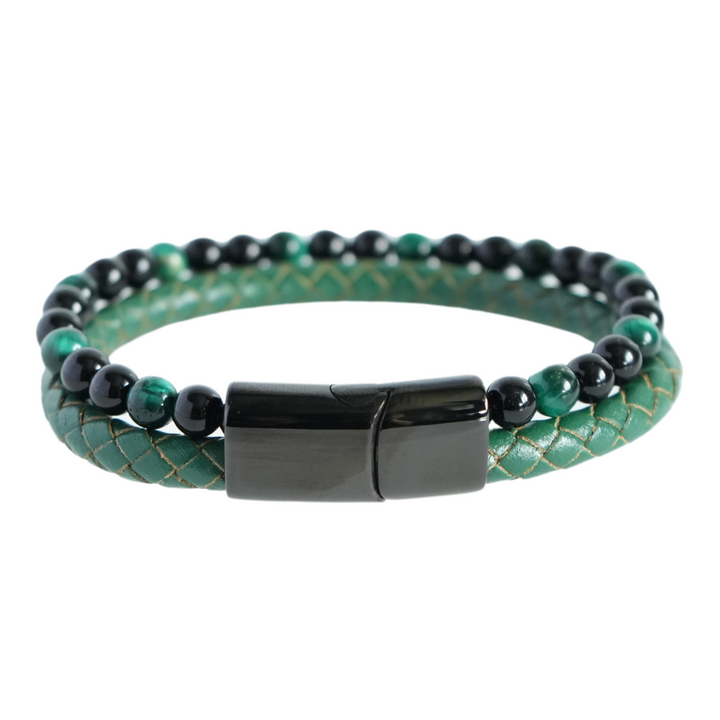 Jade Bead And Leather Bracelet