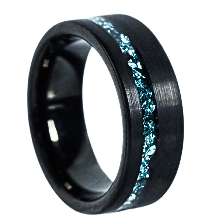 Tungsten Aquamarine Inlay Band (Black) - Manful