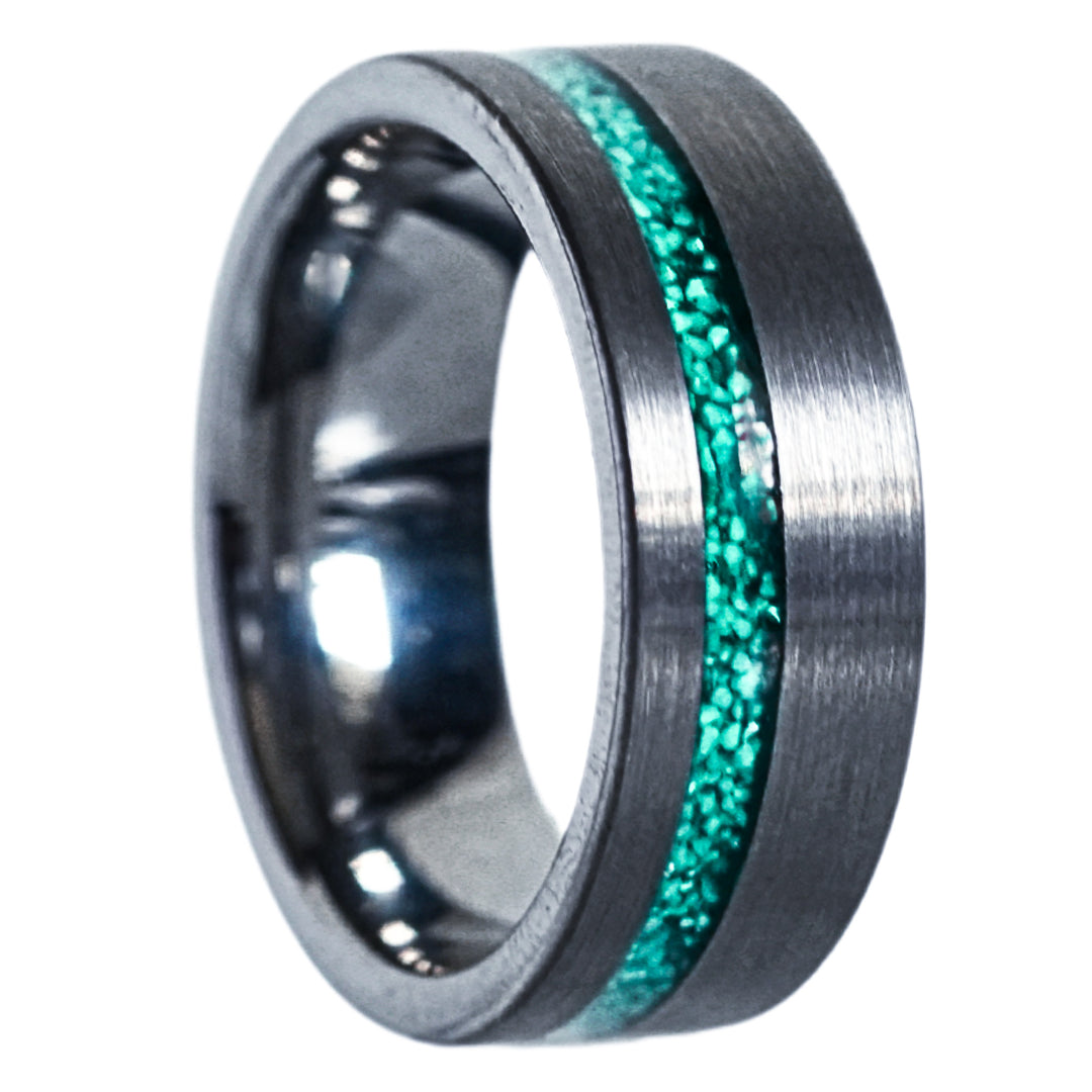 Tungsten Malachite Inlay Band (Silver) - Manful