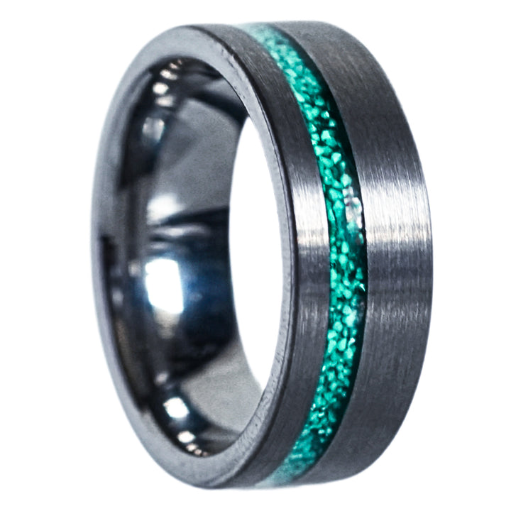 Tungsten Malachite Inlay Band (Silver) - Manful