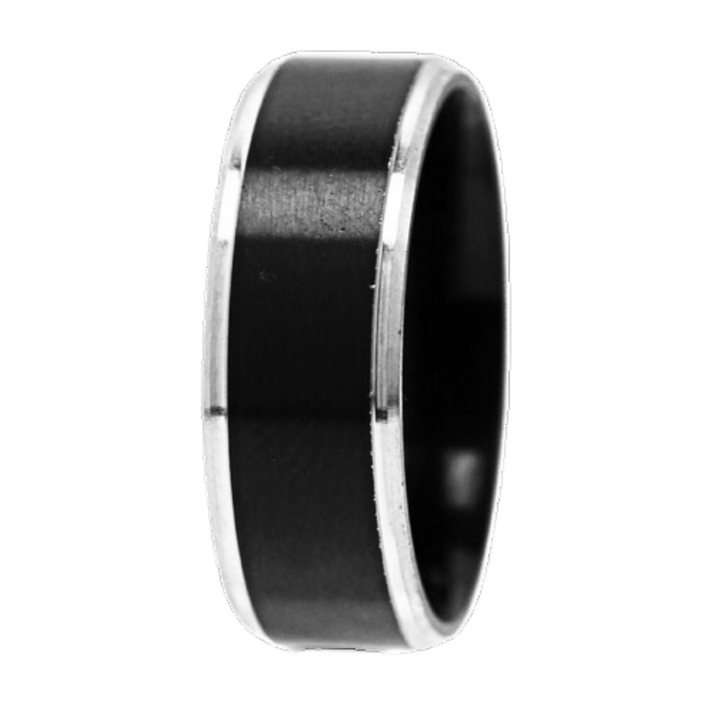 Brushed Tungsten Black & Silver Band - Manful