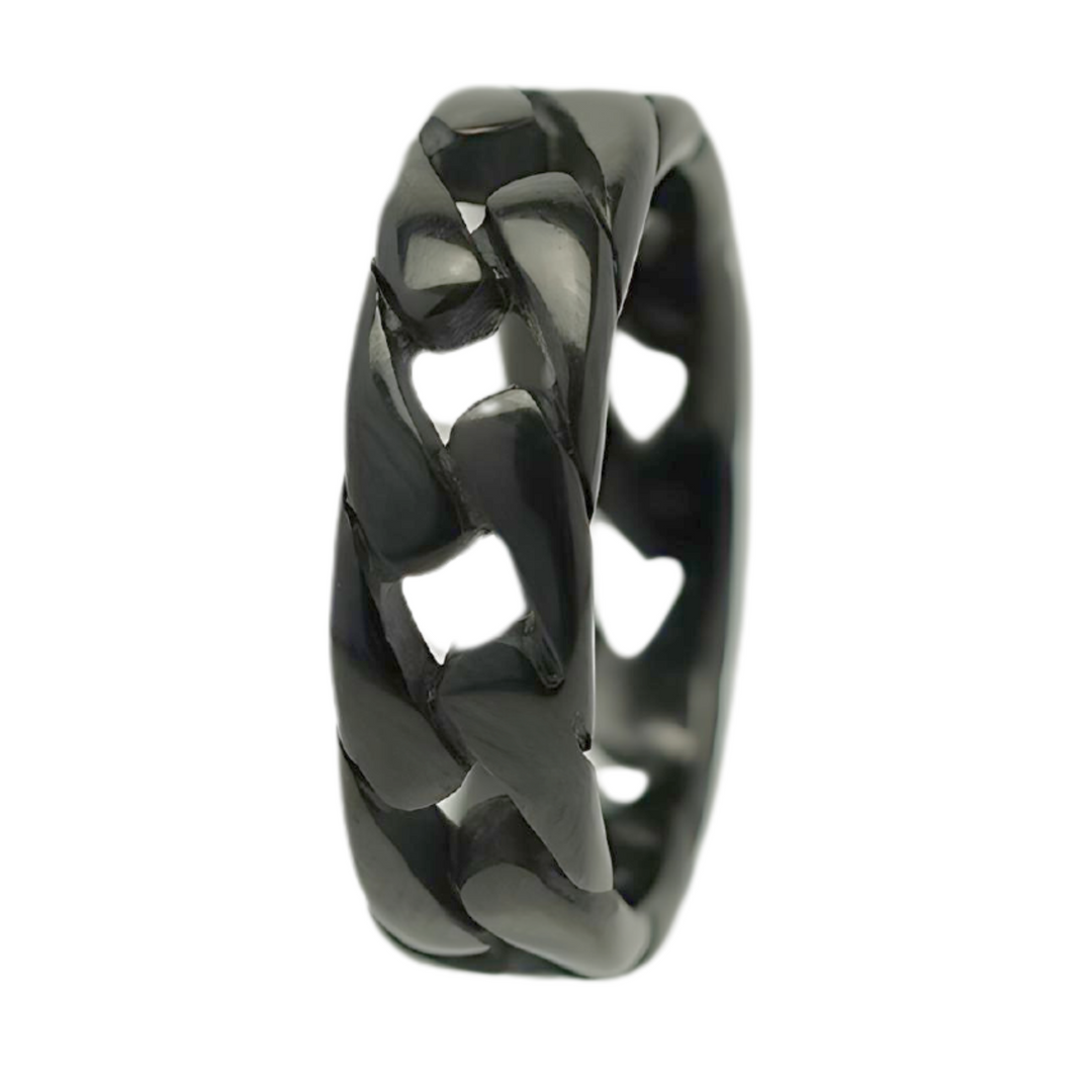 Cuban Chain Ring (Black) - Manful