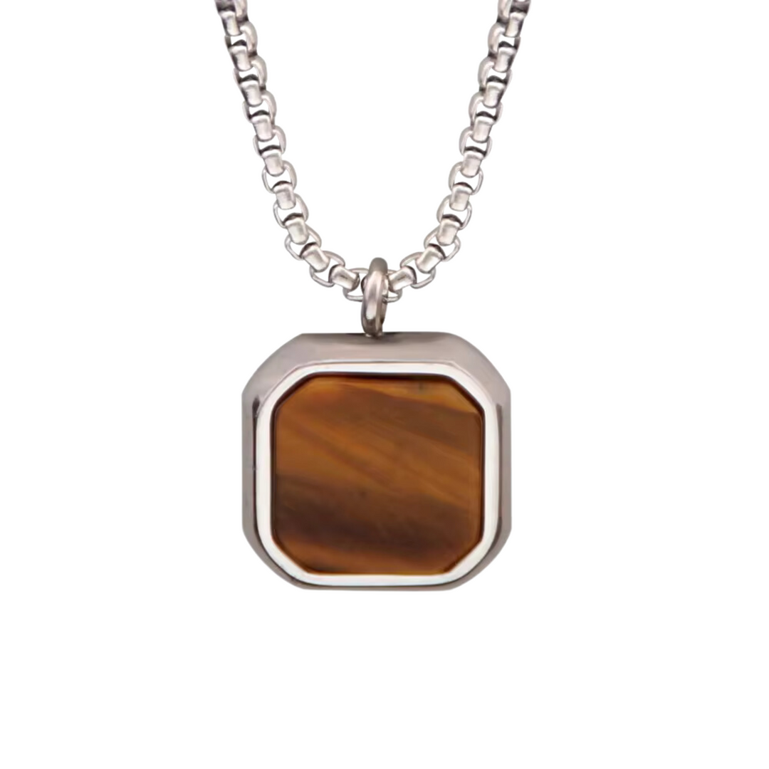 Tigers Eye Square Necklace - ManfulCo