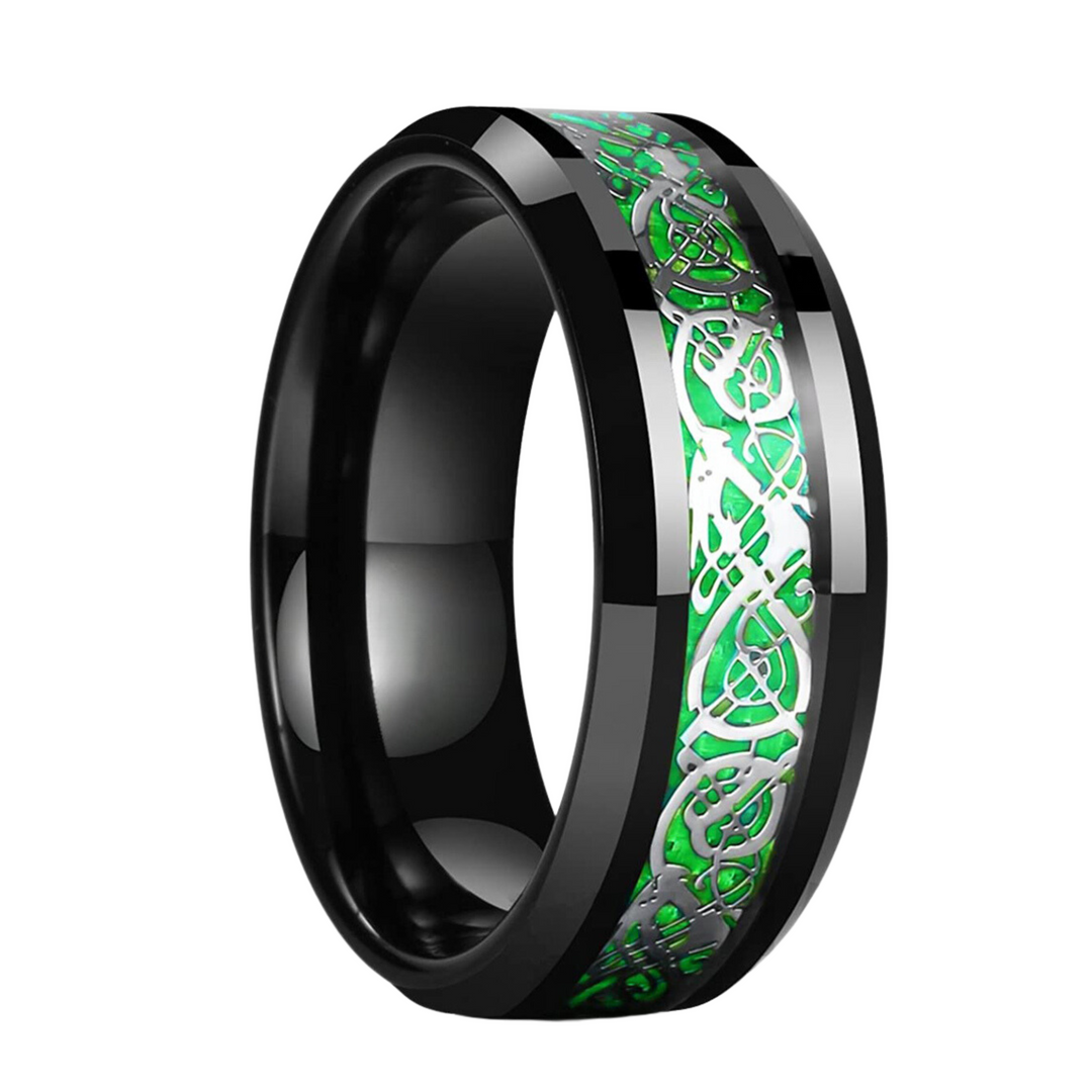 Dragon Pattern Ring (Black & Green) - ManfulCo