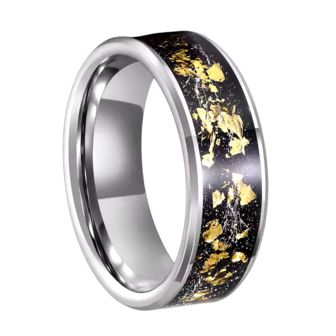 Gold Leaf Inlay Band (Silver) - Manful