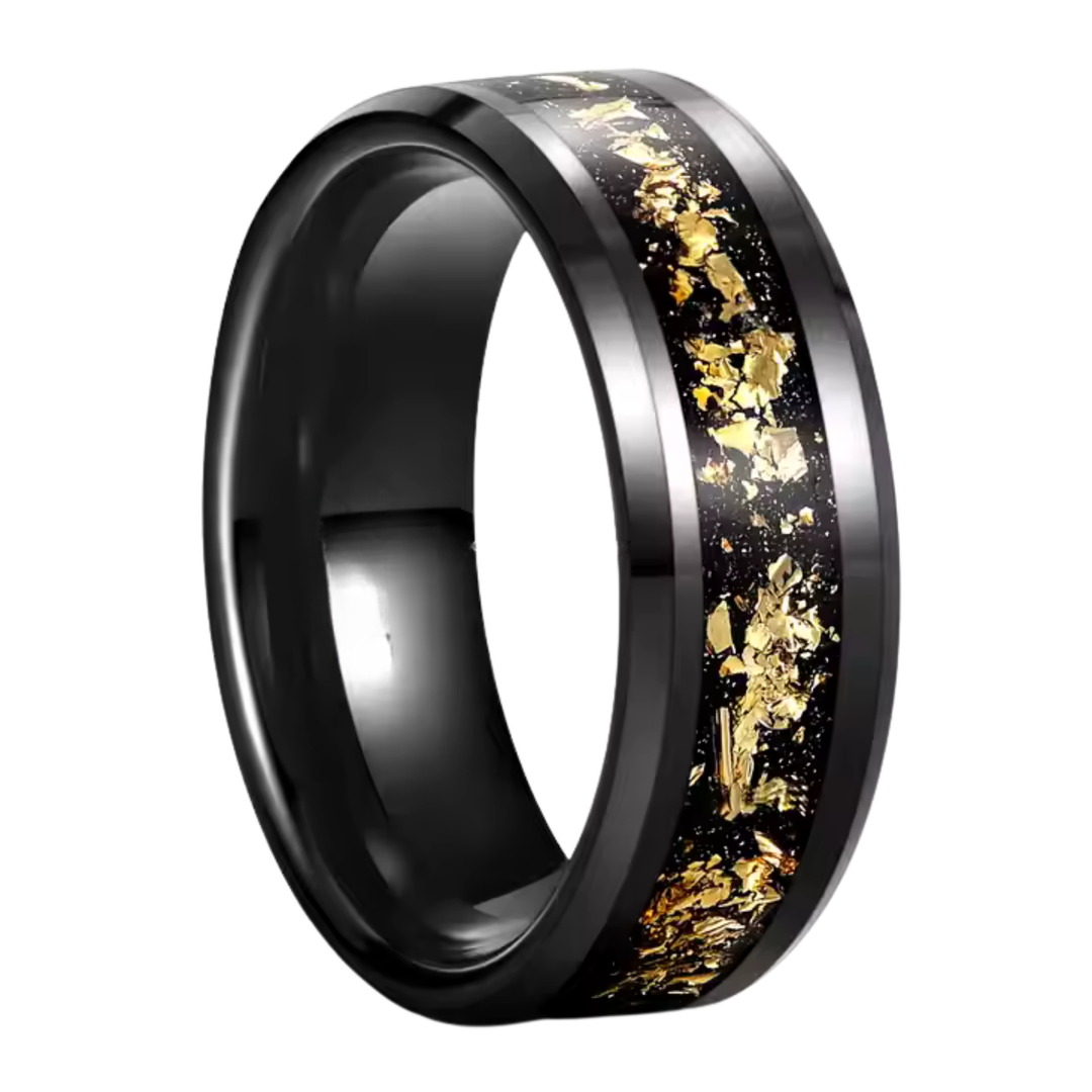 Gold Leaf Inlay Band (Black) - Manful