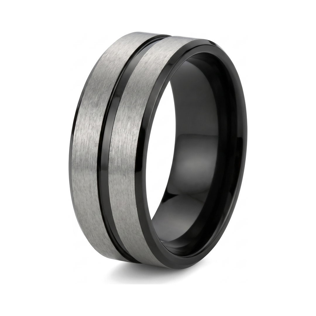 Black Onyx and Silver Band