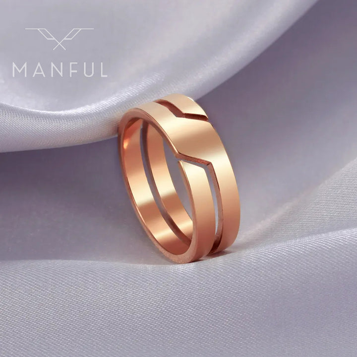 Line Cut Ring (Rose Gold) - ManfulCo